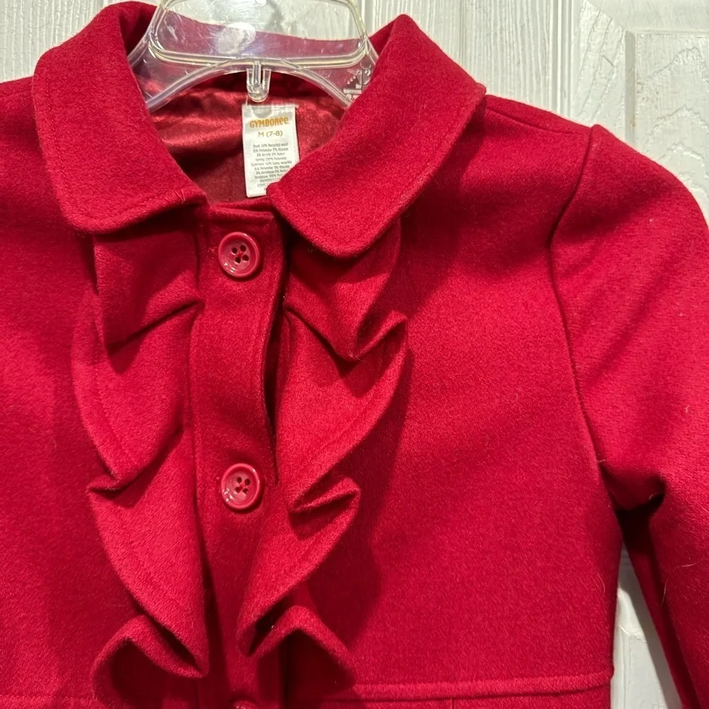 Gymboree girls red Ruffled Button-Up Coat size 7-8